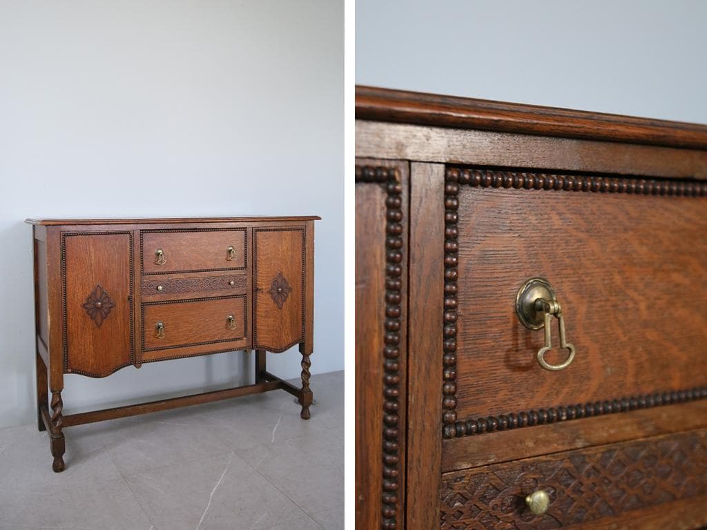 英国アンティーク木製サイドボード/キャビネット机テーブル/チェスト(91-149