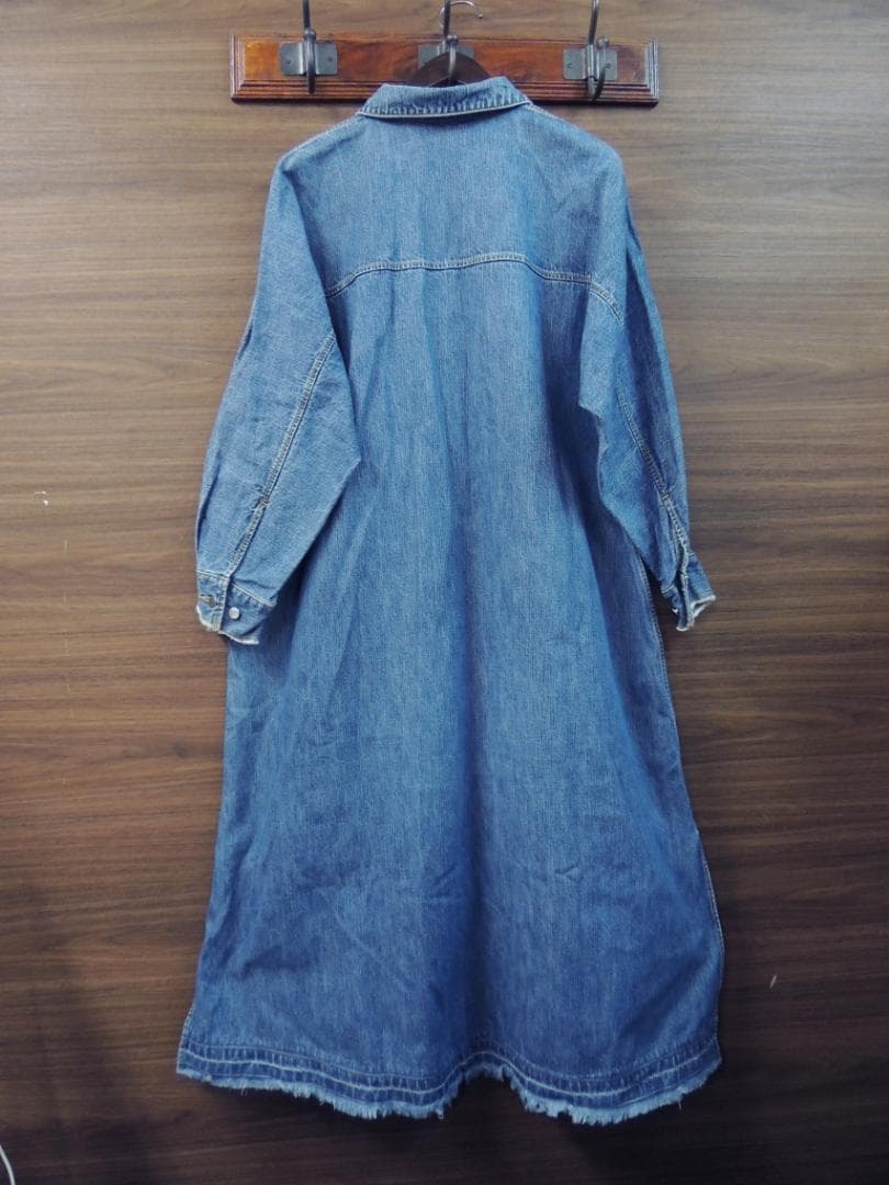 ASTRAET ウォッシュ加工 インディゴ デニム スキッパー ワンピース