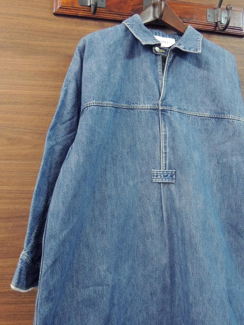 ASTRAET ウォッシュ加工 インディゴ デニム スキッパー ワンピース