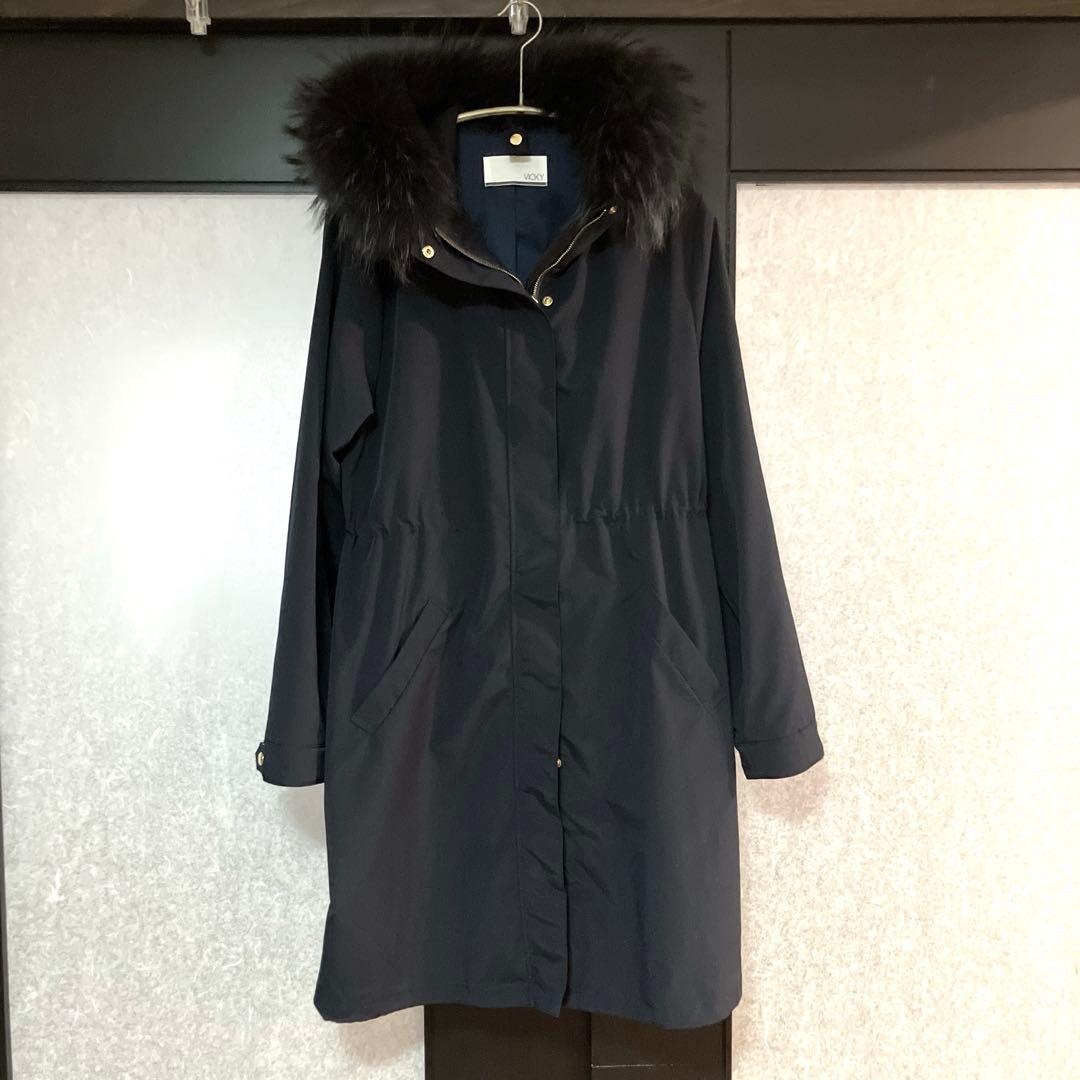 定価6万　【美品】VICKY ネイビー 3wayモッズコート ファーライナー付き