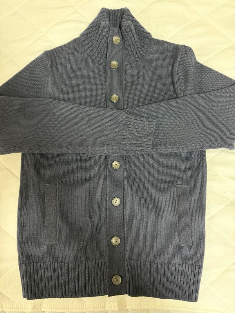 鎌倉シャツ スタンドカラーカーディガン エクストラファインメリノ ネイビー 美品