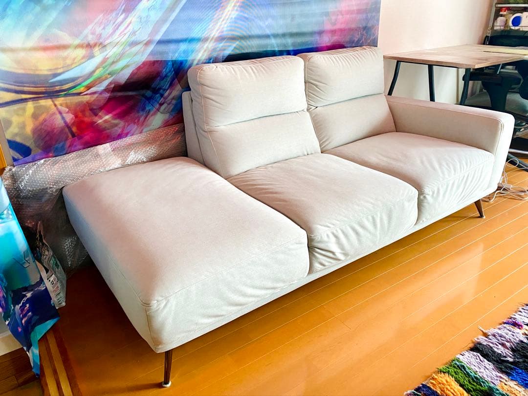 ニトリ 片肘カウチソファ 布張り 美品・使用感少なめ