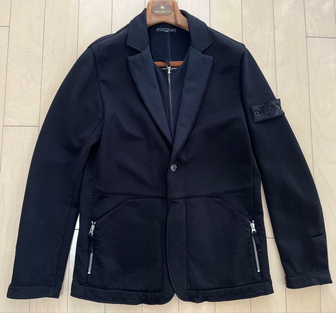 【STONE ISLND】ブラック テーラードジャケット ジッパー付き