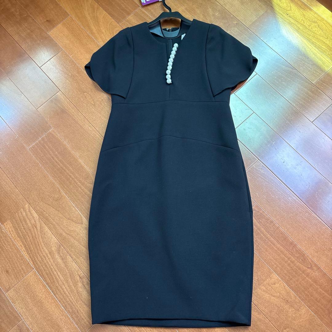 YOKO CHAN 黒 半袖 ひざ丈ワンピース