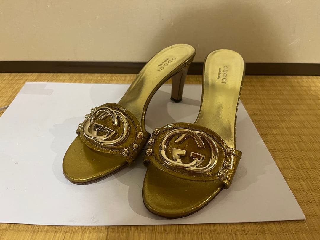 GUCCI ゴールド ミュール 35C