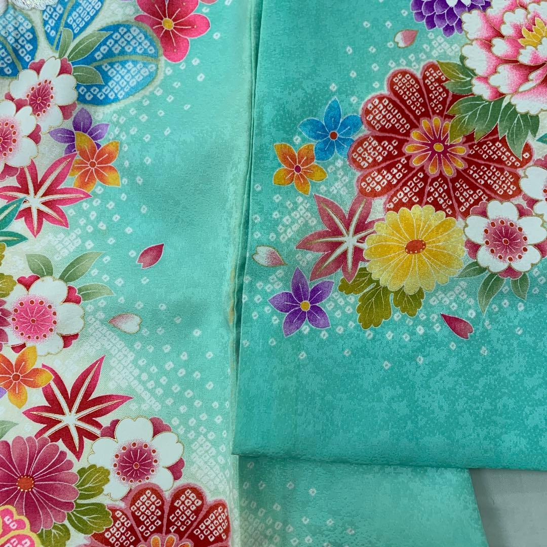 新品（純古典仕様）お宮参り 産着 祝着のきもの京友禅染　刺繍入　四季花まり古典文