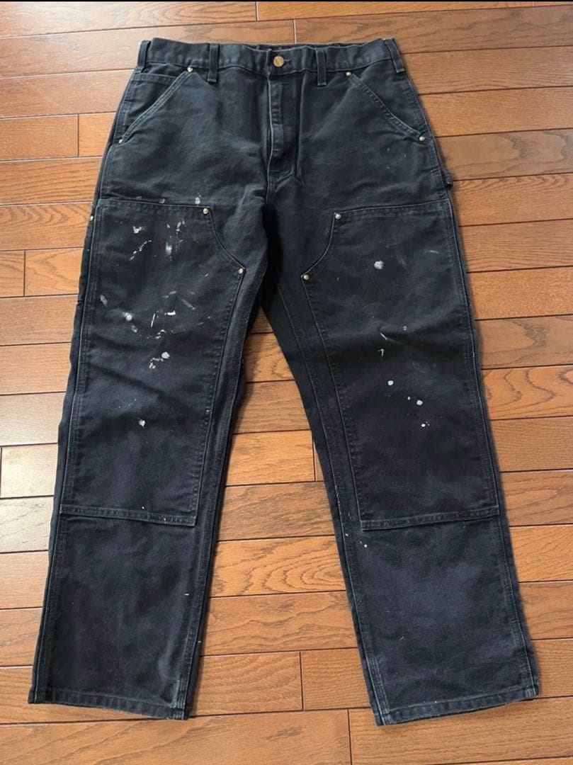 カーハートダブルニー　ブラック　carhartt w34 l30