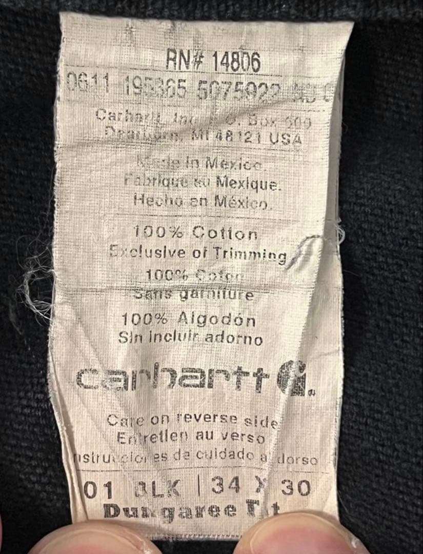 カーハートダブルニー　ブラック　carhartt w34 l30