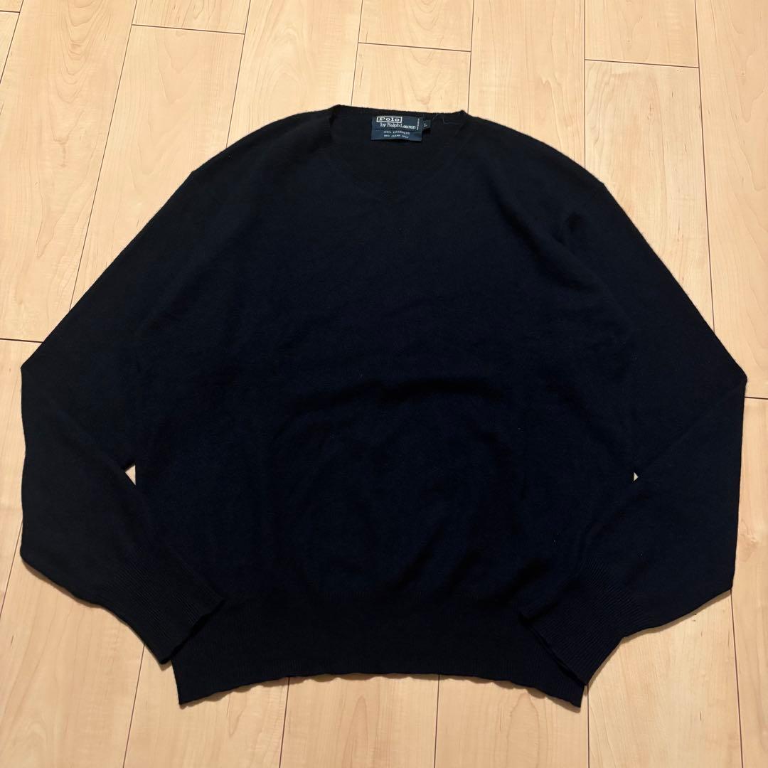 90s ラルフローレン カシミヤ100%ニット セーター ポニー無し ネイビー