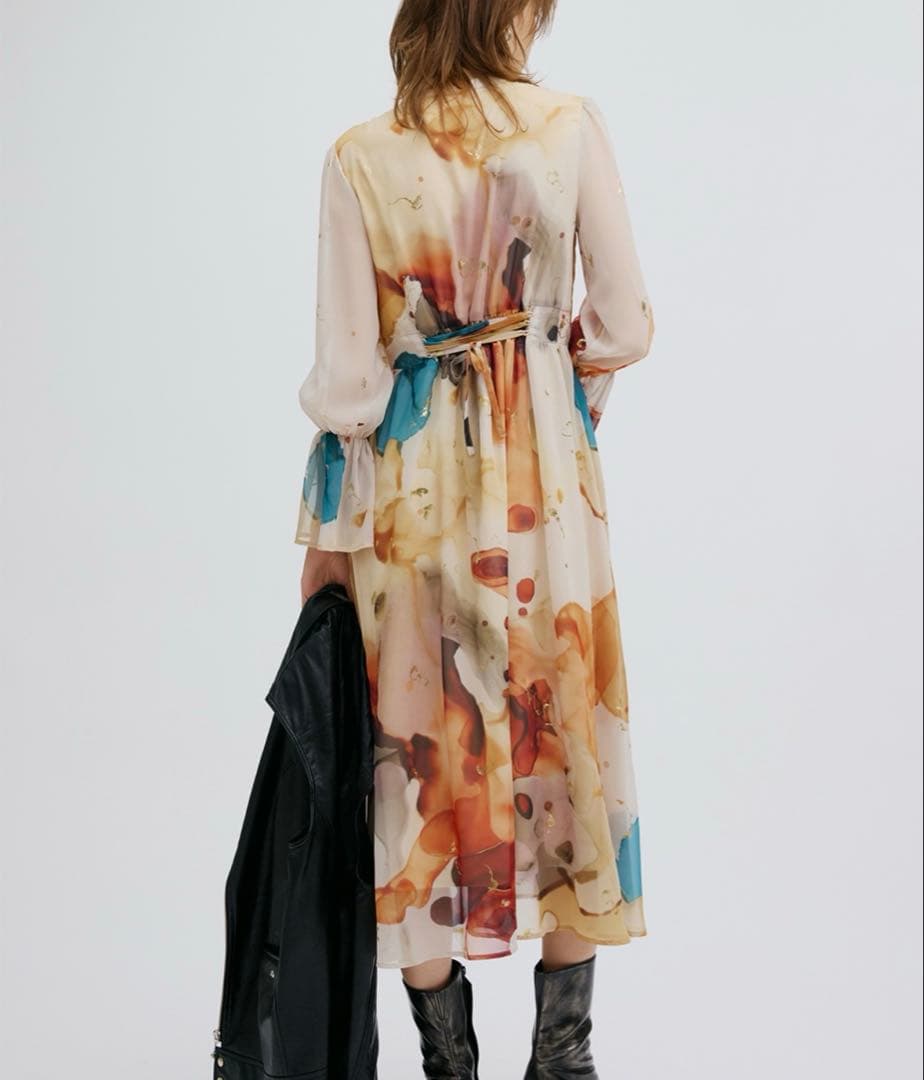 Ameri インクアート柄ドレス