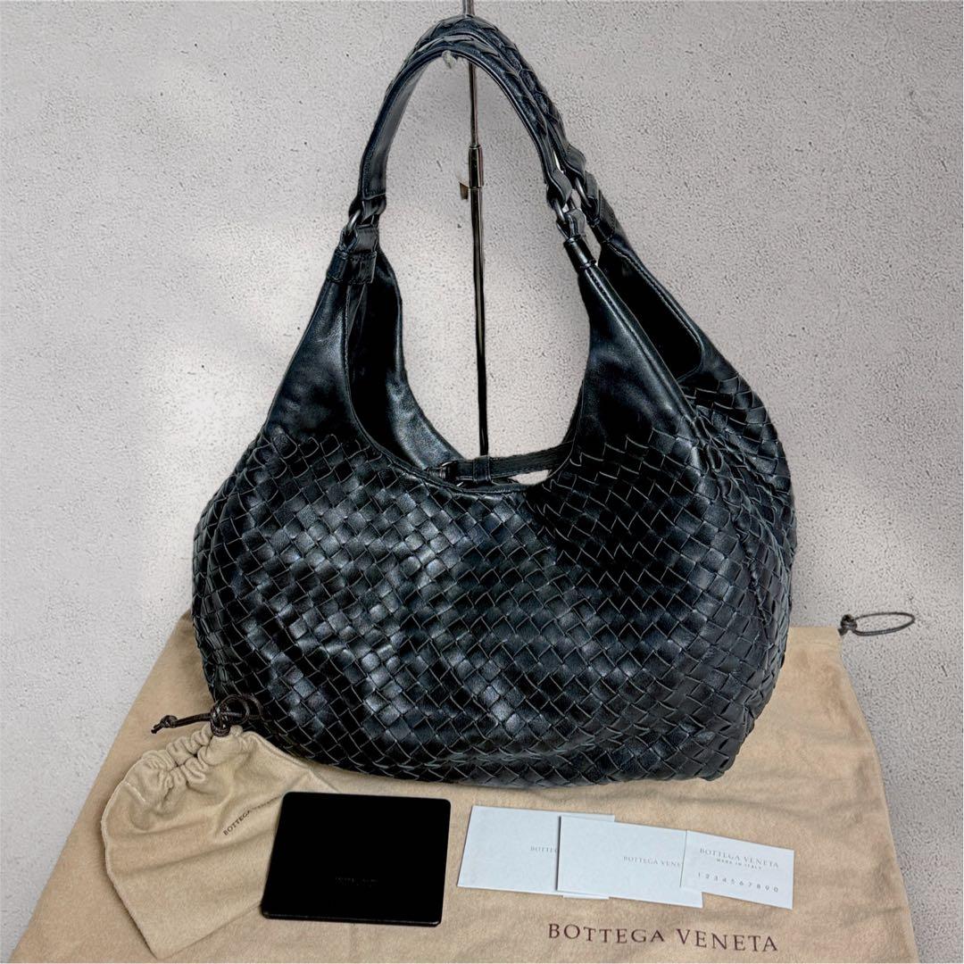 ボッテガヴェネタ カンパーナ ショルダーバッグ イントレチャート ミラー付き 黒