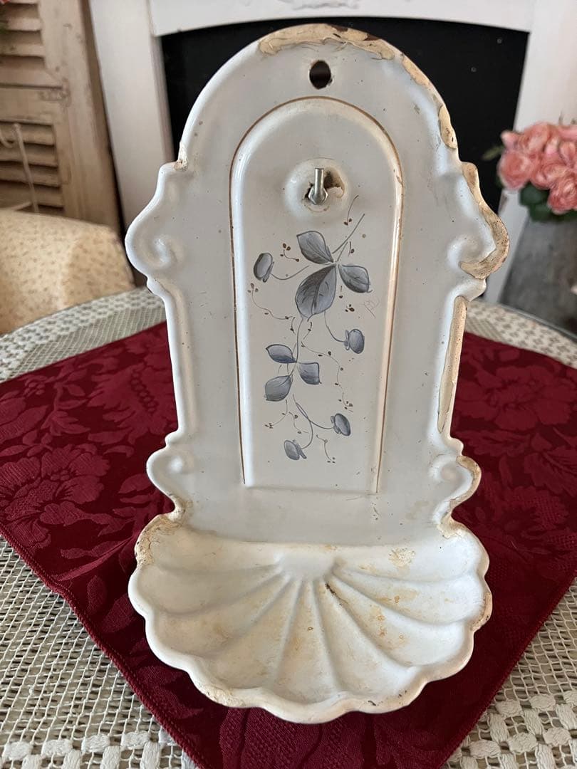 フレンチアンティーク ホーローカップホルダー カップ&ソープラック