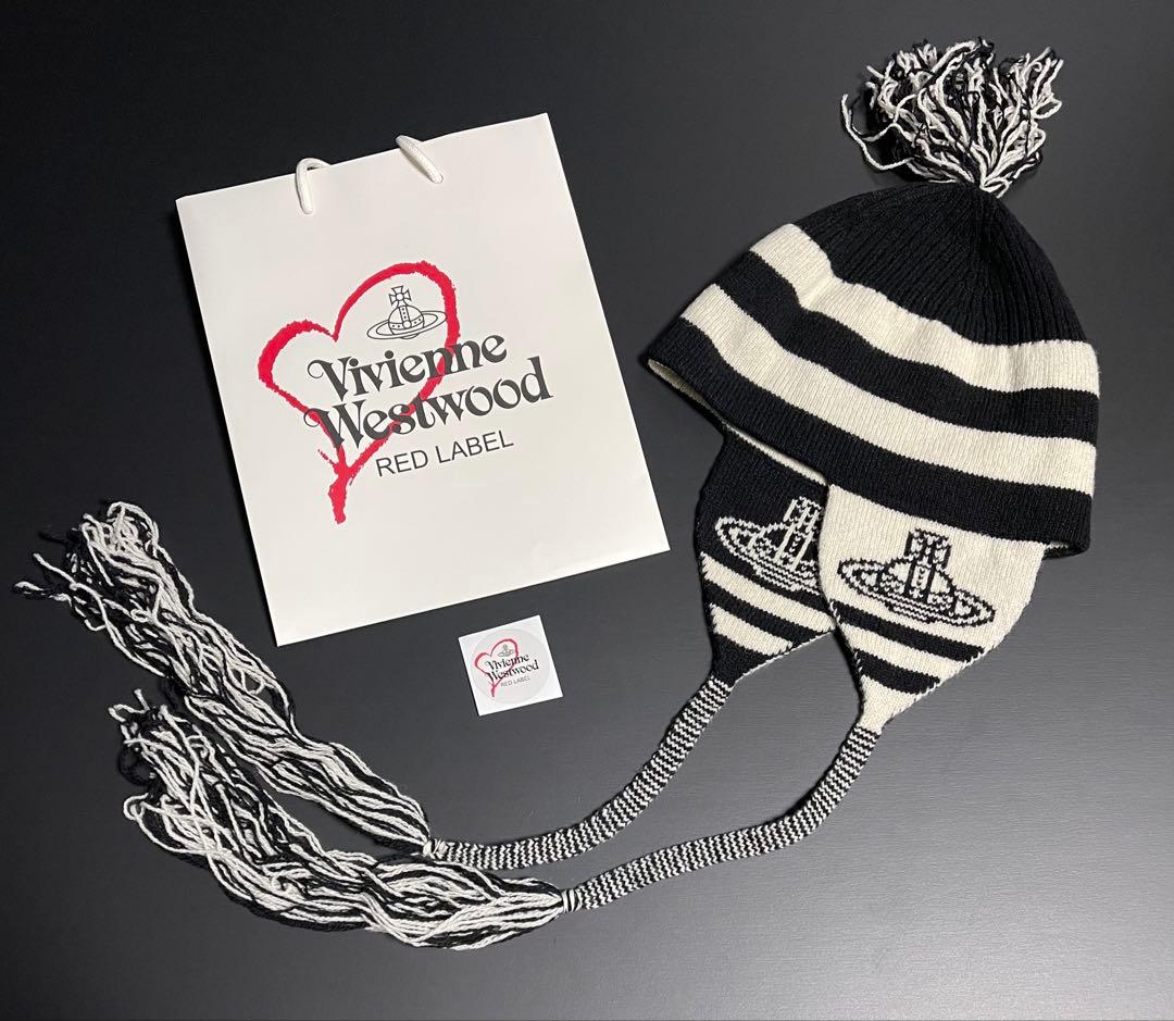 廃盤レア2022年復刻版★美品正規品ヴィヴィアン耳当て付きニット帽 黒白NANA