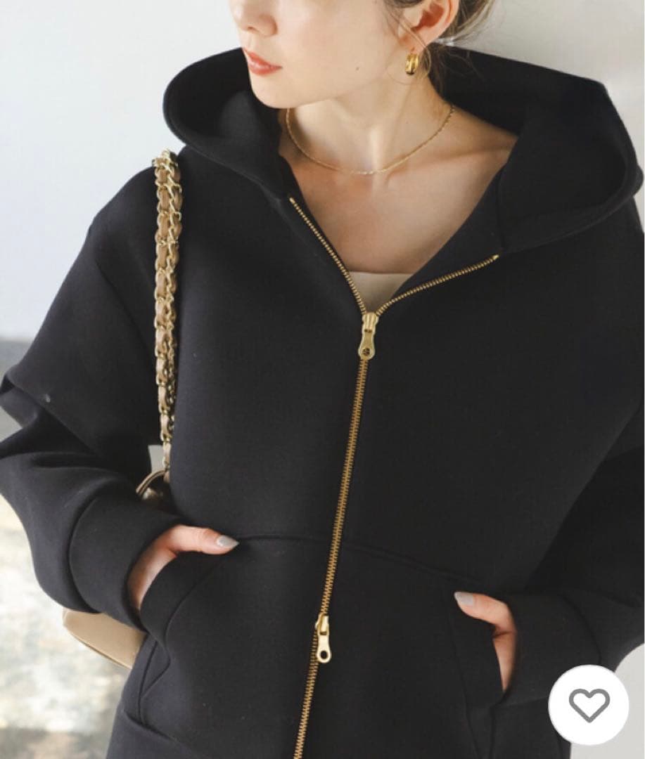 NOBLE ダンボールニットフーデットパーカー　ブラック