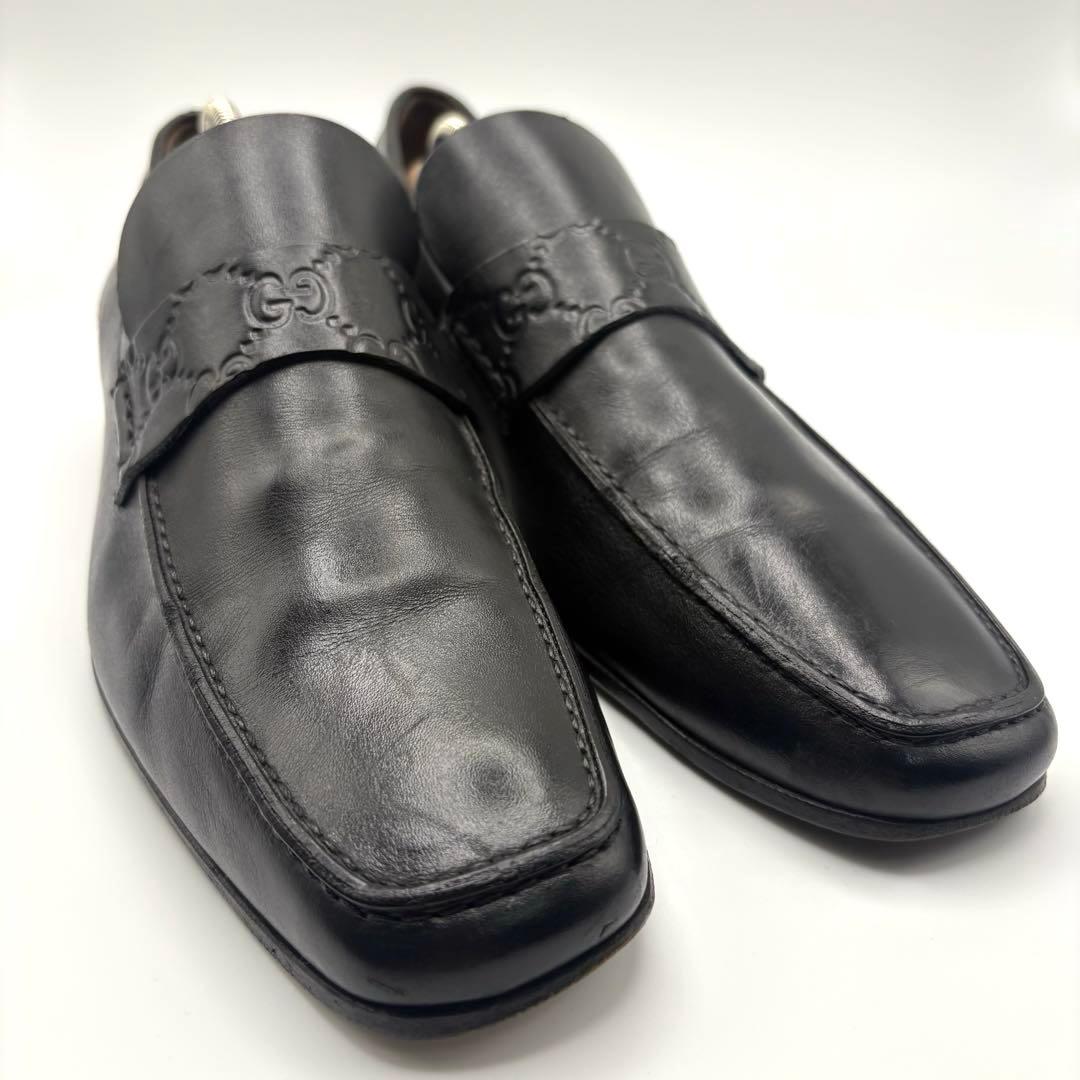 【美品】GUCCI グッチGG シマ　レザー　スリッポン　ビジネスシューズ