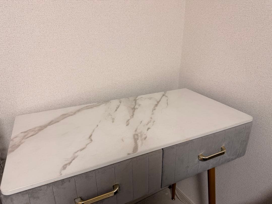 北欧風 LEDミラー付きドレッサー グレー 80cm