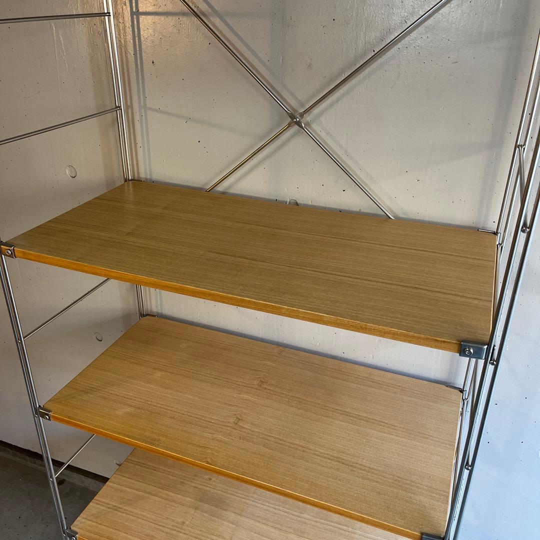 美品★無印 ステンレスユニットシェルフ　タモ材棚セット・ワイド・大