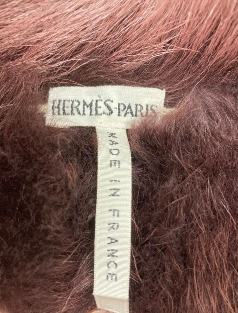 HERMES　毛皮のジレ　毛皮ベスト　リアルファー　エルメス　スウェード　1点物