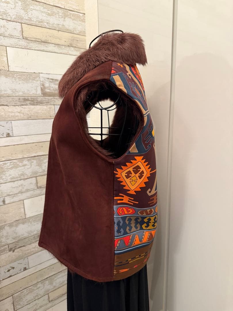 HERMES　毛皮のジレ　毛皮ベスト　リアルファー　エルメス　スウェード　1点物