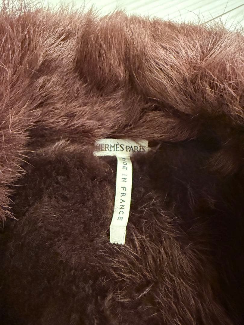 HERMES　毛皮のジレ　毛皮ベスト　リアルファー　エルメス　スウェード　1点物