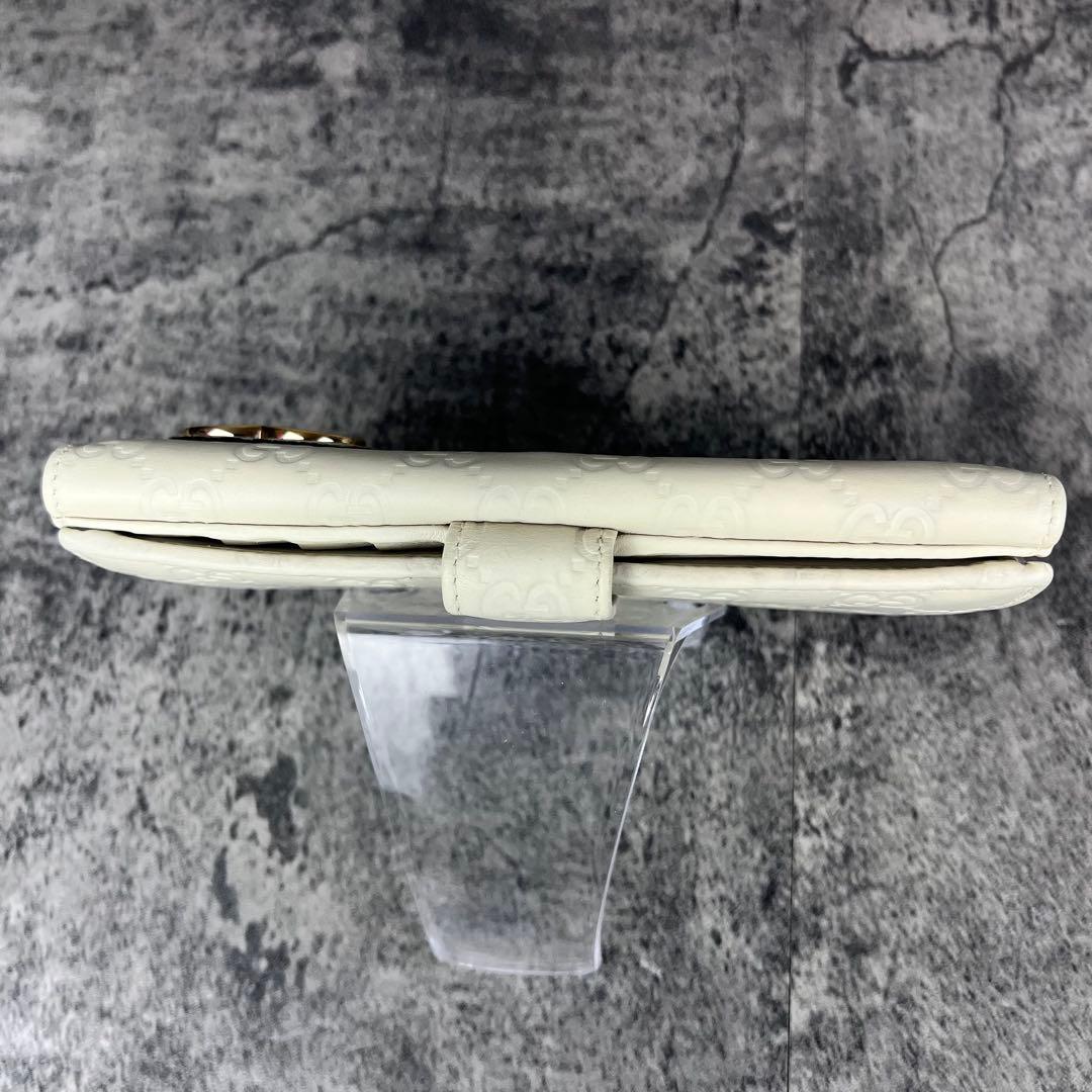 GUCCI ラブリーハート GG レザー 長財布 アイボリー W ホック