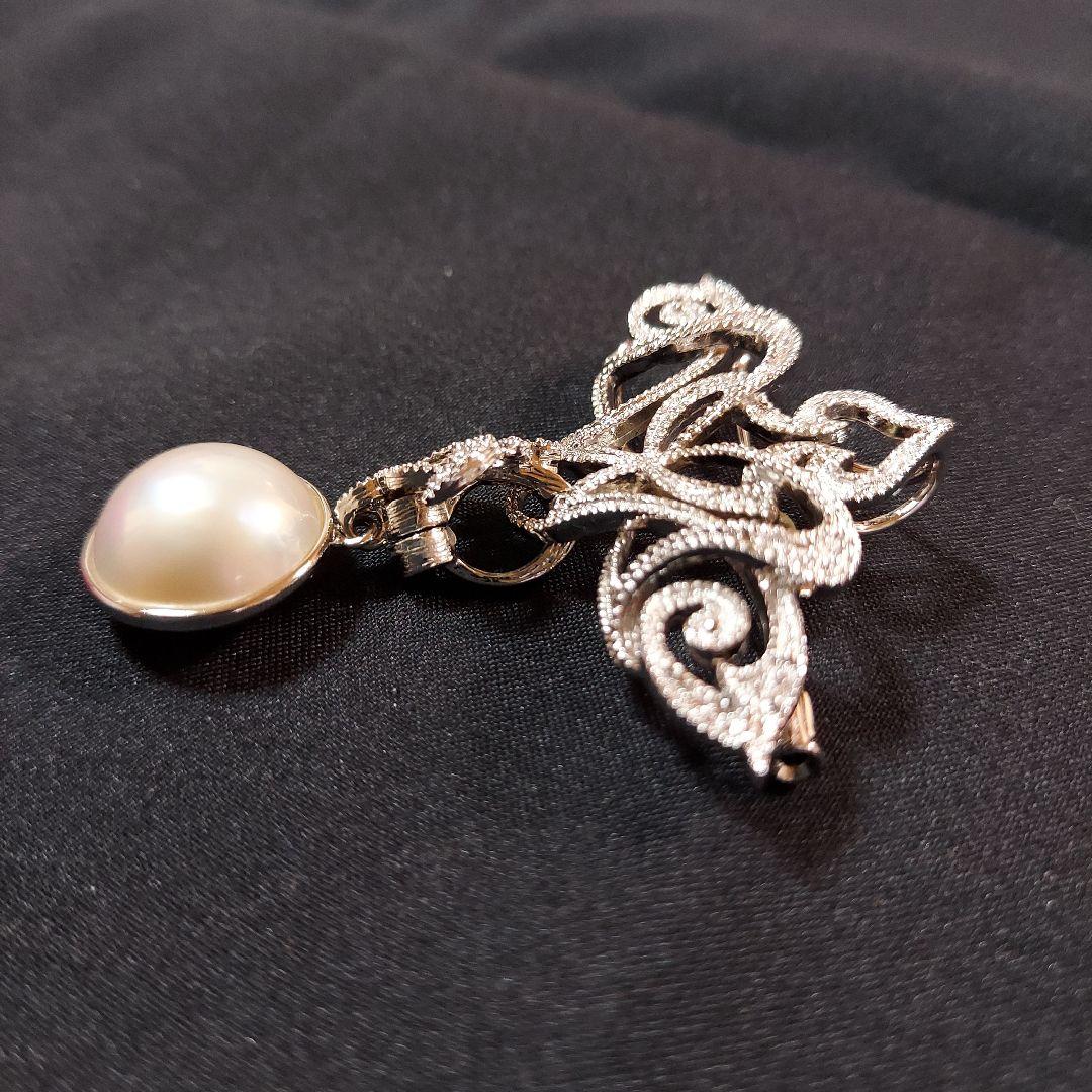 新品未使用　タサキ　マベ養殖真珠 約14mm　ブローチ&ペンダントトップ