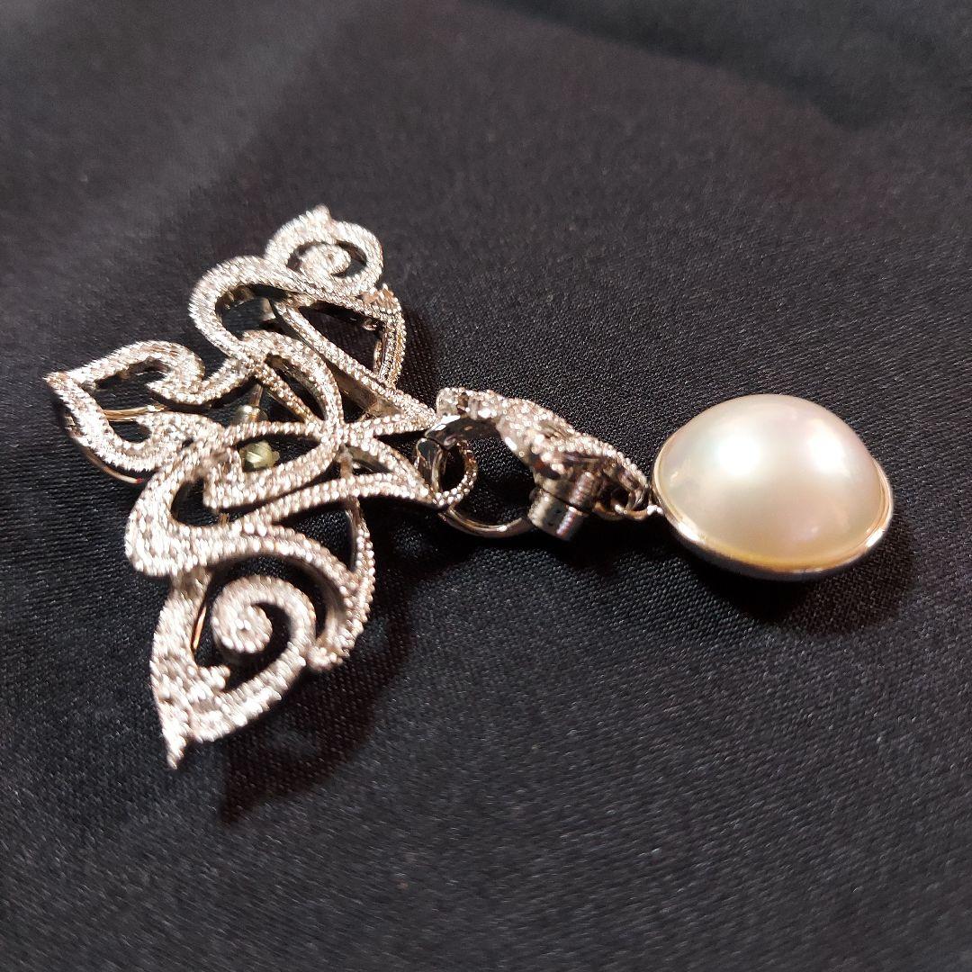 新品未使用　タサキ　マベ養殖真珠 約14mm　ブローチ&ペンダントトップ