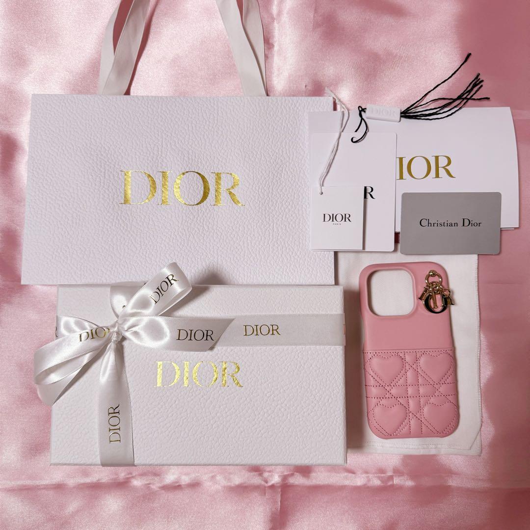 Lady Dior iPhone15Pro ケース ピンク ハートキルティング