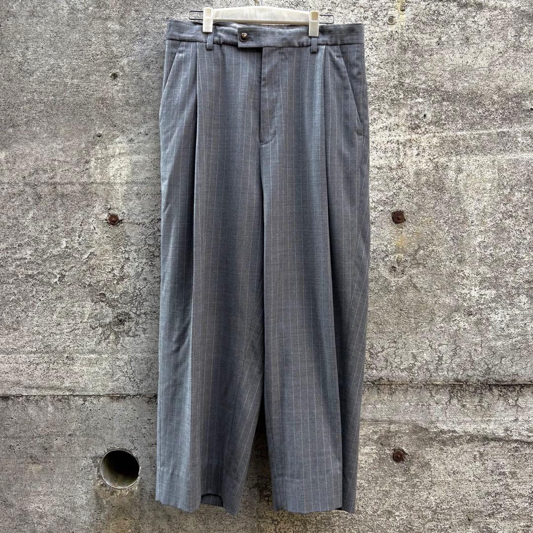 URU ウル 1TUCK PANTS グレー ワイド スラックス ストライプ