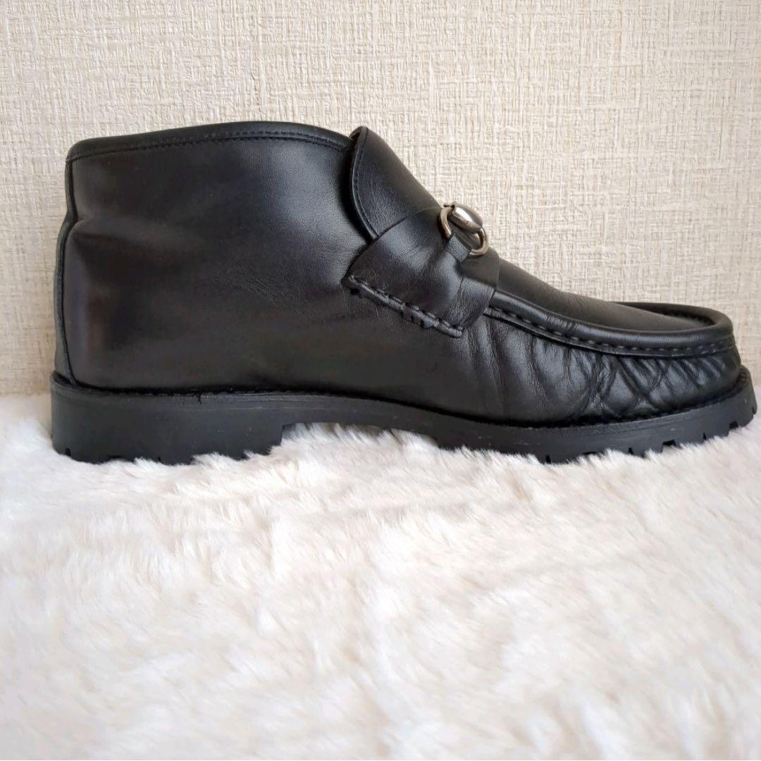 GUCCI チャッカブーツ ホースビット 金具 レザー タンクソール ブラック