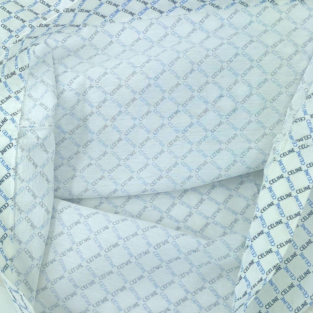 セリーヌ 100% コットン ポロシャツ ホワイト ネイビー ブルー イタリア製