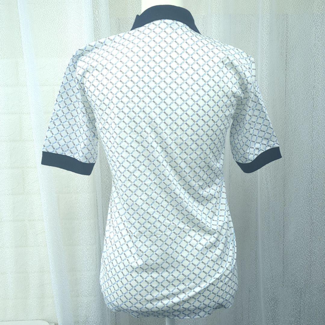 セリーヌ 100% コットン ポロシャツ ホワイト ネイビー ブルー イタリア製