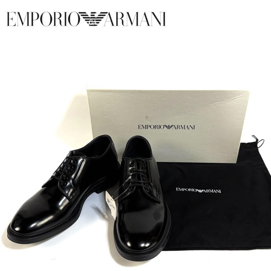 【未使用】EMPORIO ARMANI レザー ン 革靴 7 イタリア製 元箱付