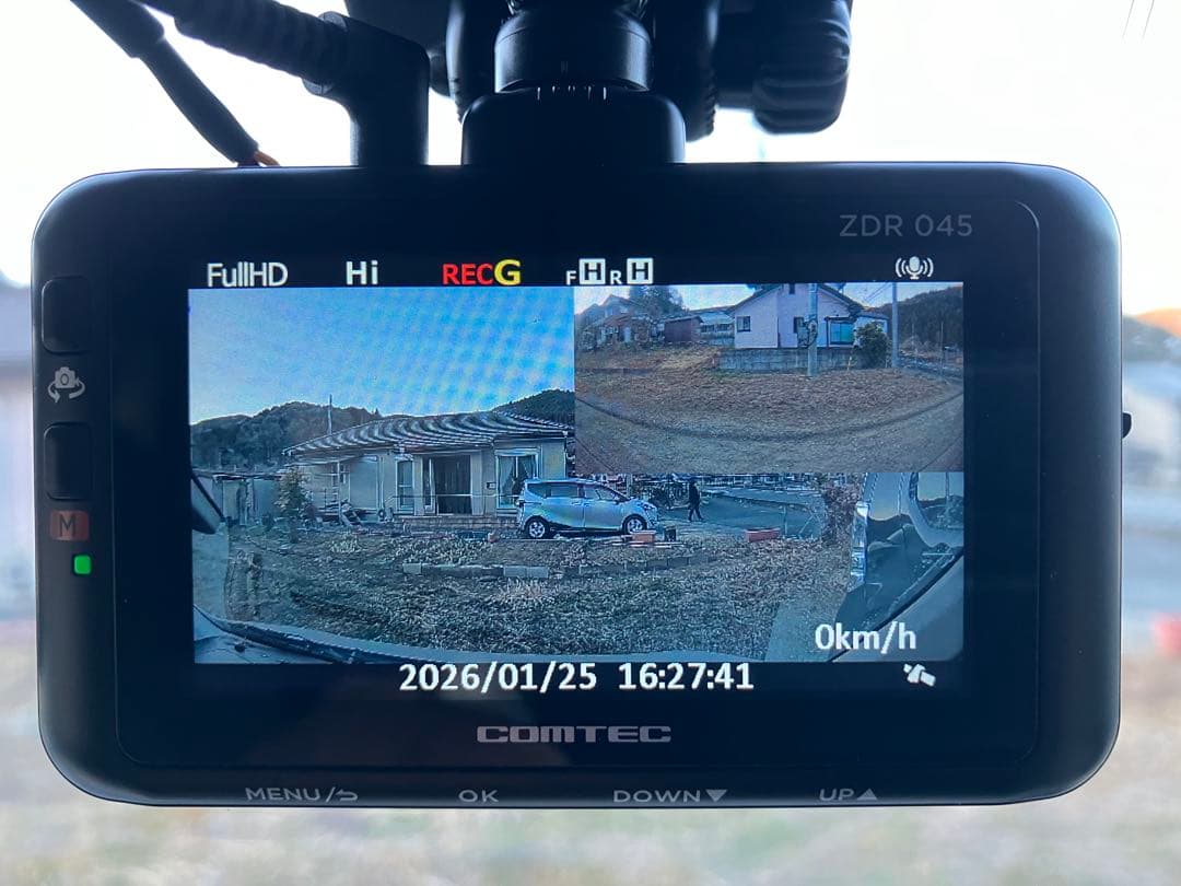 コムテック ZDR-045 前後2カメラ ドライブレコーダー 作動OK！