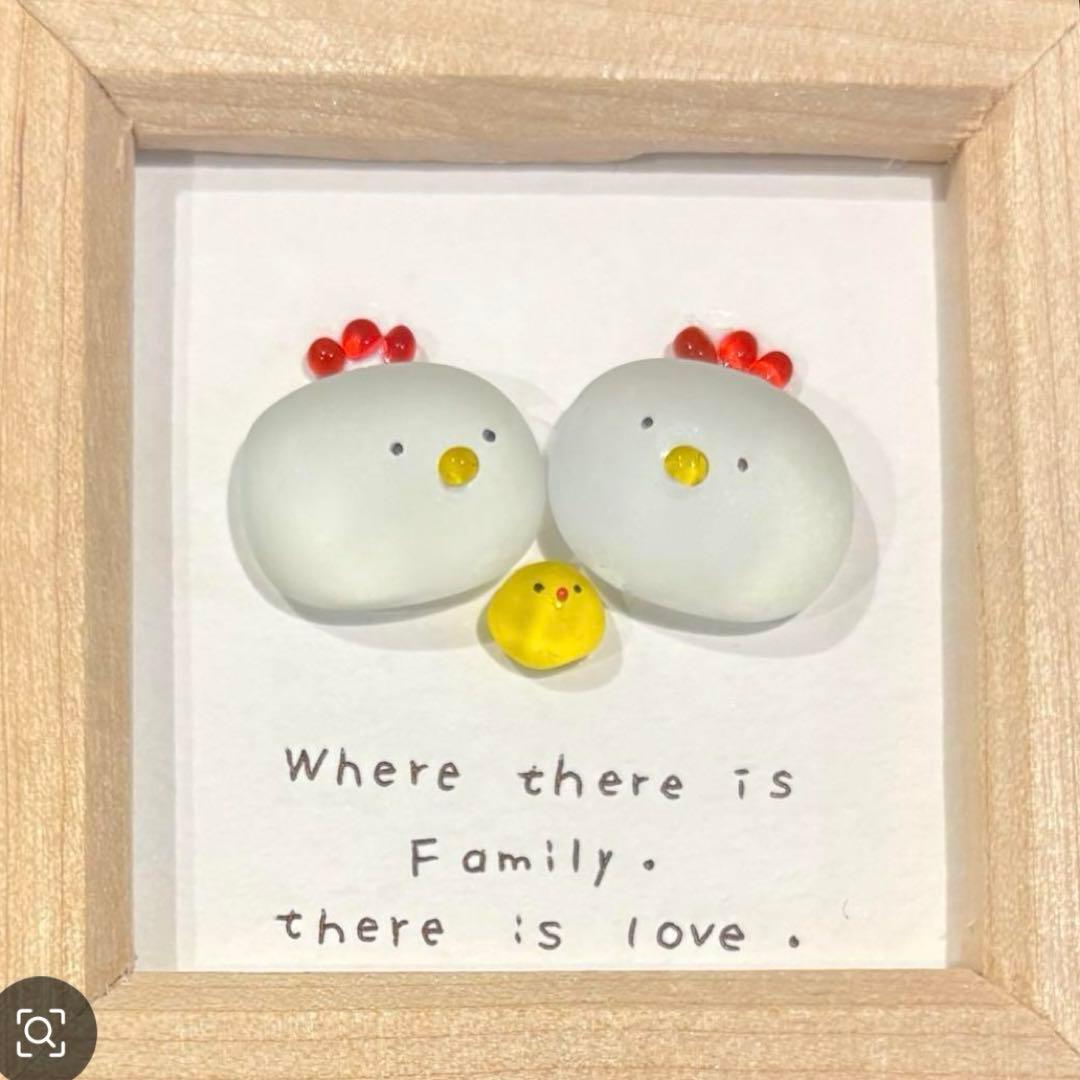 シマエナガ　藤の花の下で　。シーグラスアート