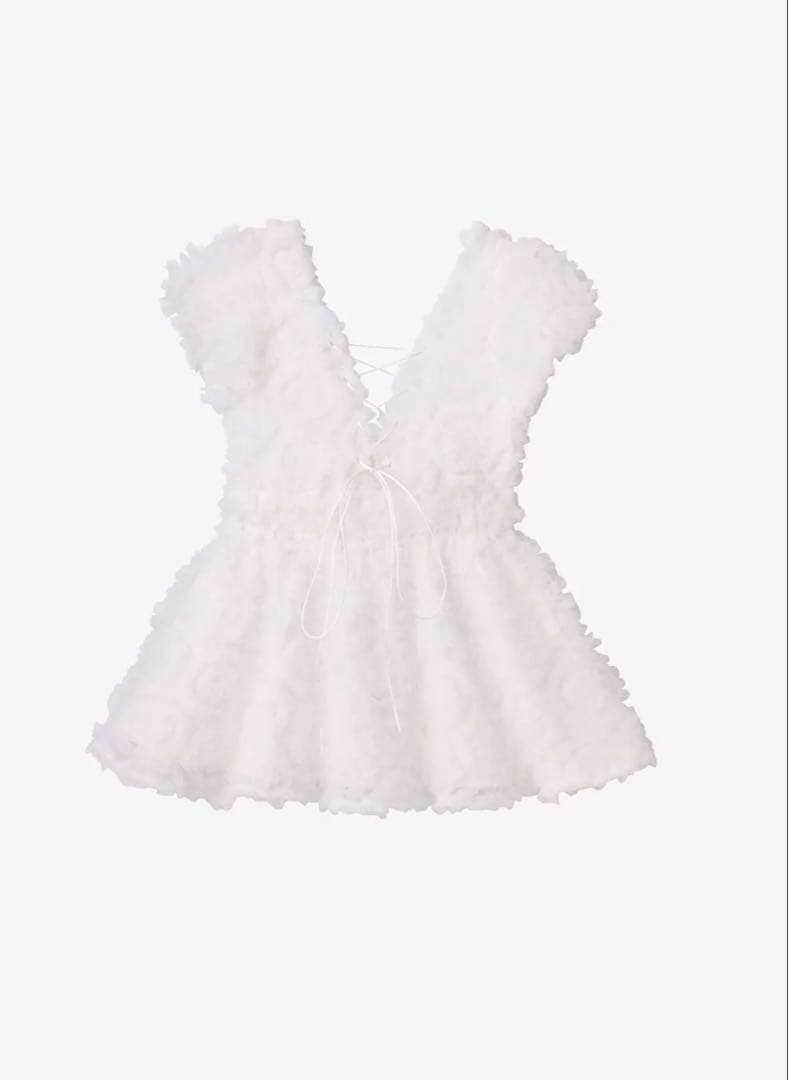 新品タグ付き polaura フラワーぺプラムバックリボンチュニック ホワイト