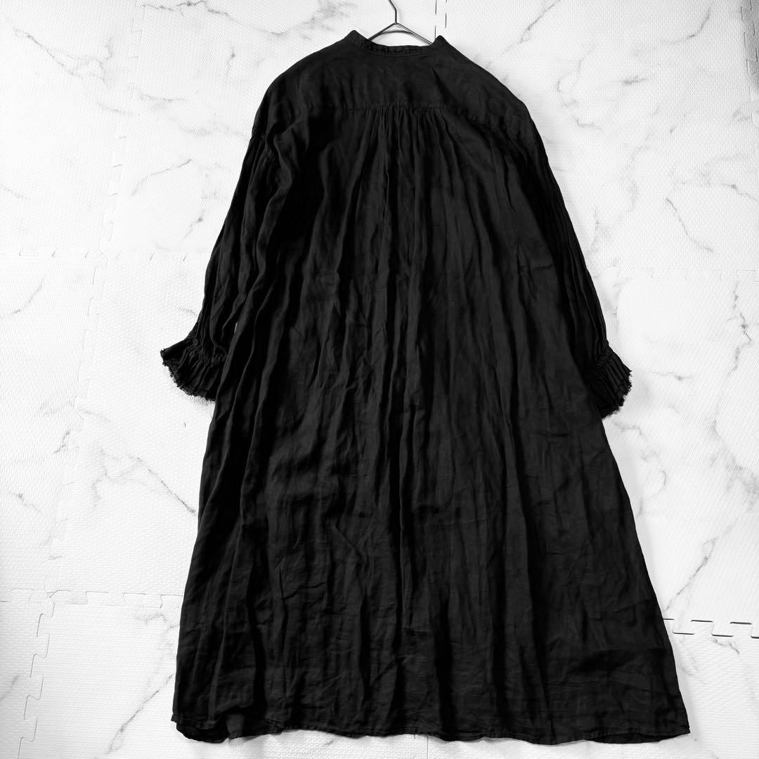 ✨美品✨ nest Robe ネストローブ　黒ロングワンピース　麻100%.