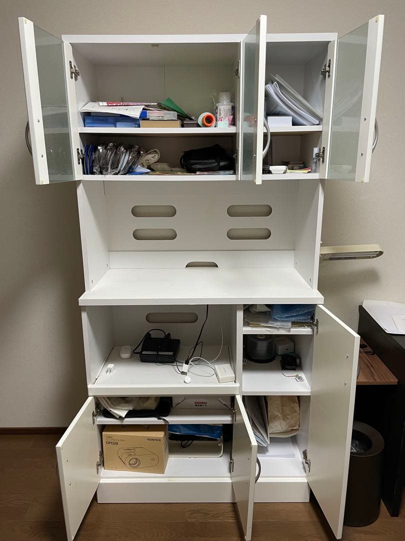 食器棚　レンジボード　ガラス扉 収納