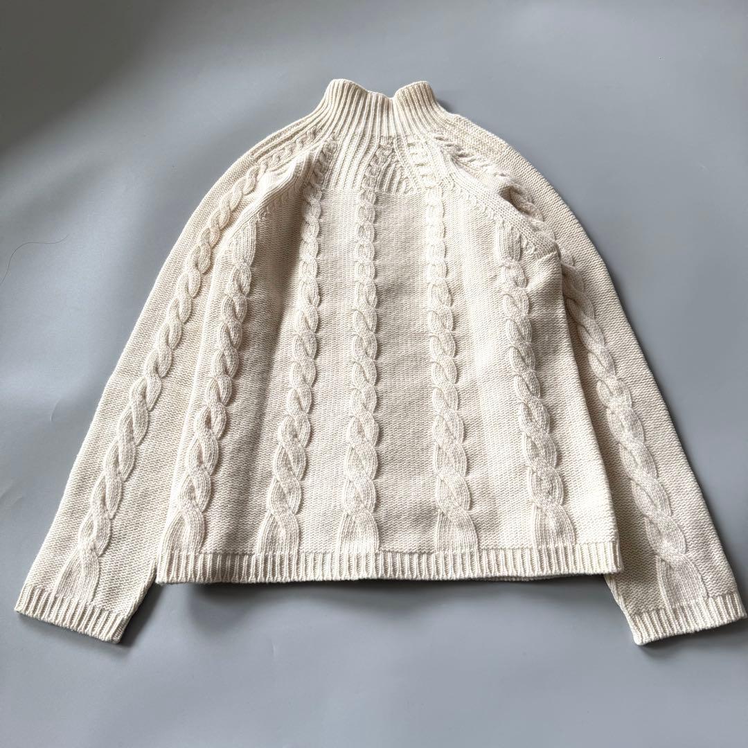 S マックスマーラ　カシミヤ混　ウール　ジップカーディガン　アイボリー