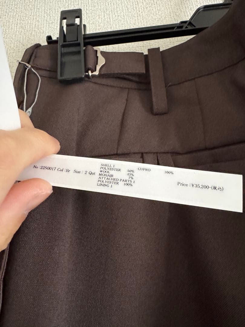 売切 新品Tamme B.D.SLIM SLACKS ブラウン サイズ2