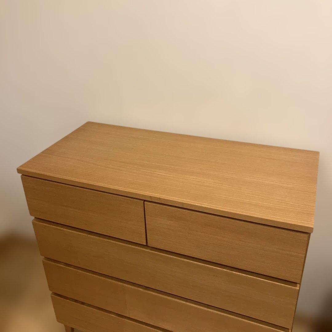 無印良品 MUJI タモ材 4段 ワイド チェスト 脚付　廃盤品