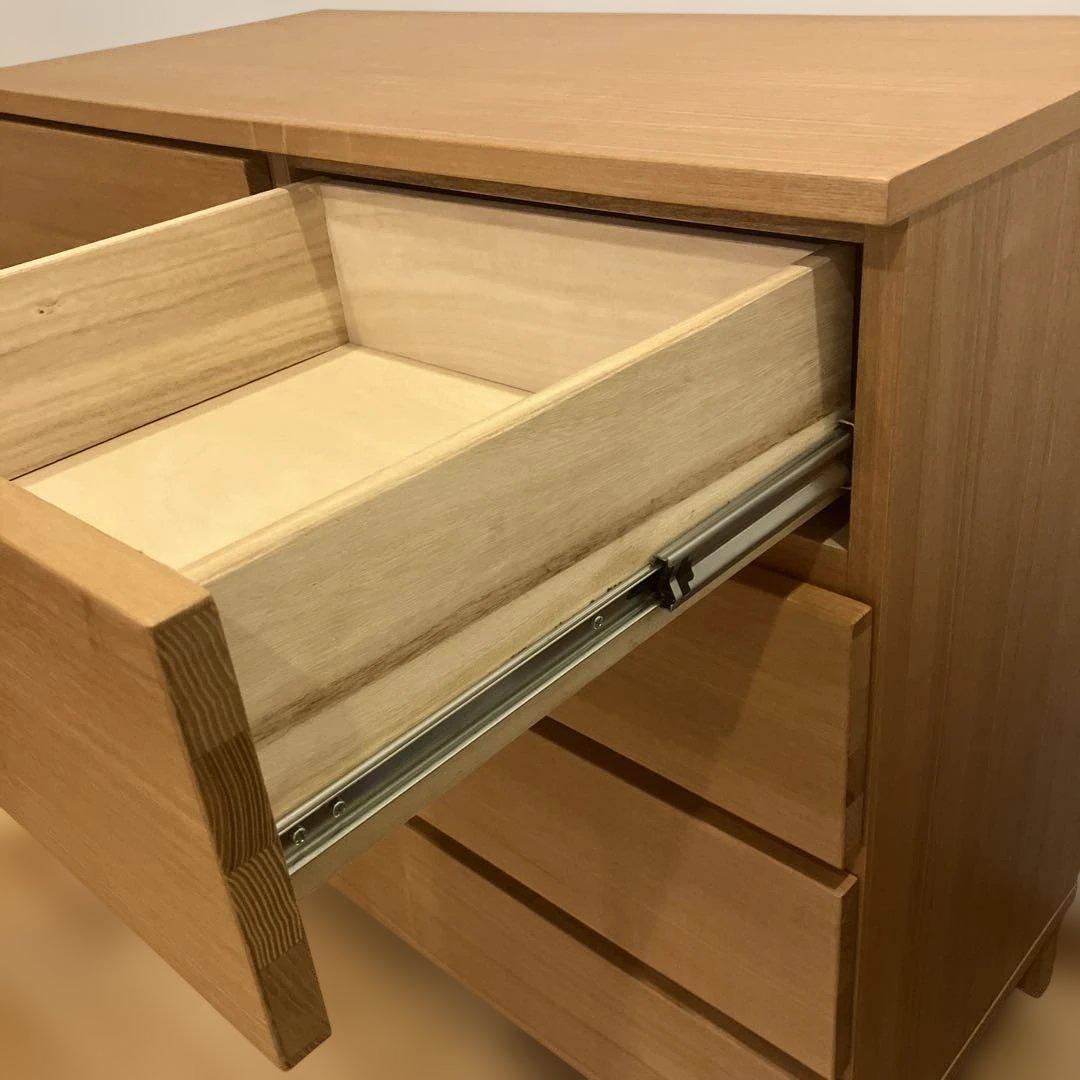 無印良品 MUJI タモ材 4段 ワイド チェスト 脚付　廃盤品