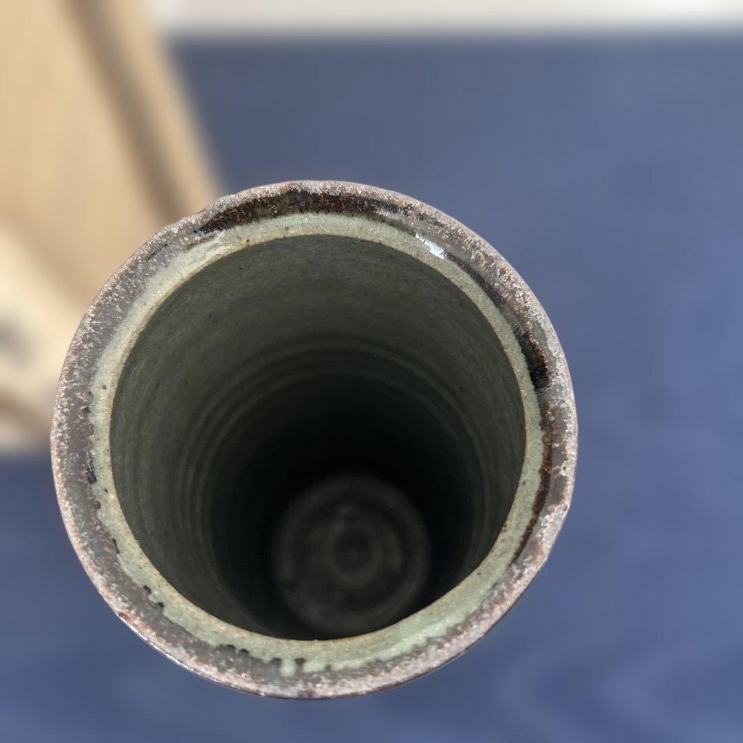 人間国宝　田村耕一　青磁　花入　花瓶