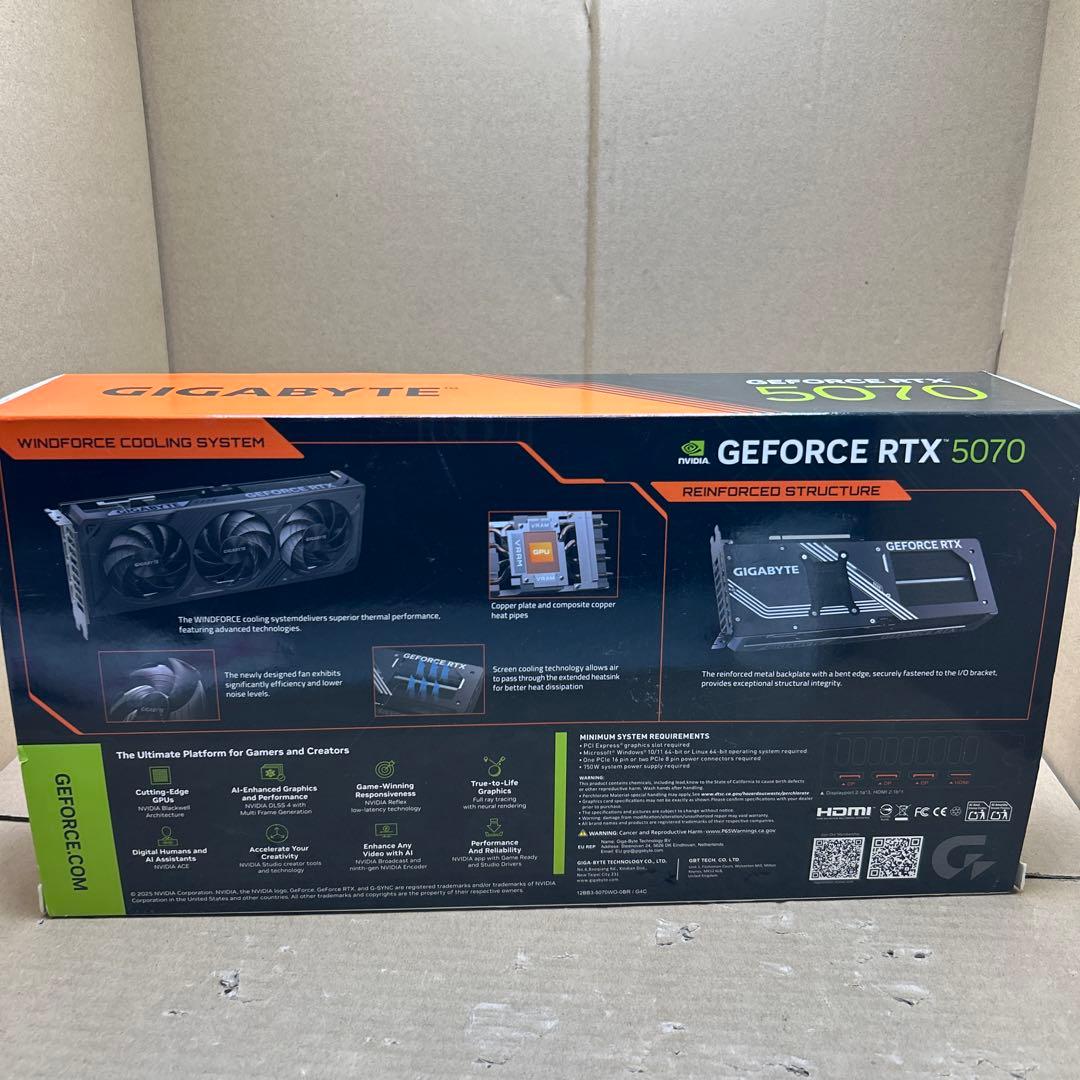 グラフィックボード・グラボ・ビデオカード GIGABYTE Geforce RTX5070 GDDR7 12GB