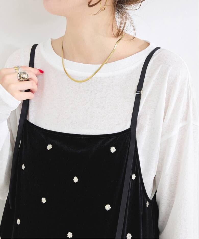 Ｂ.C STOCK ベロアフラワー刺繍ワンピース