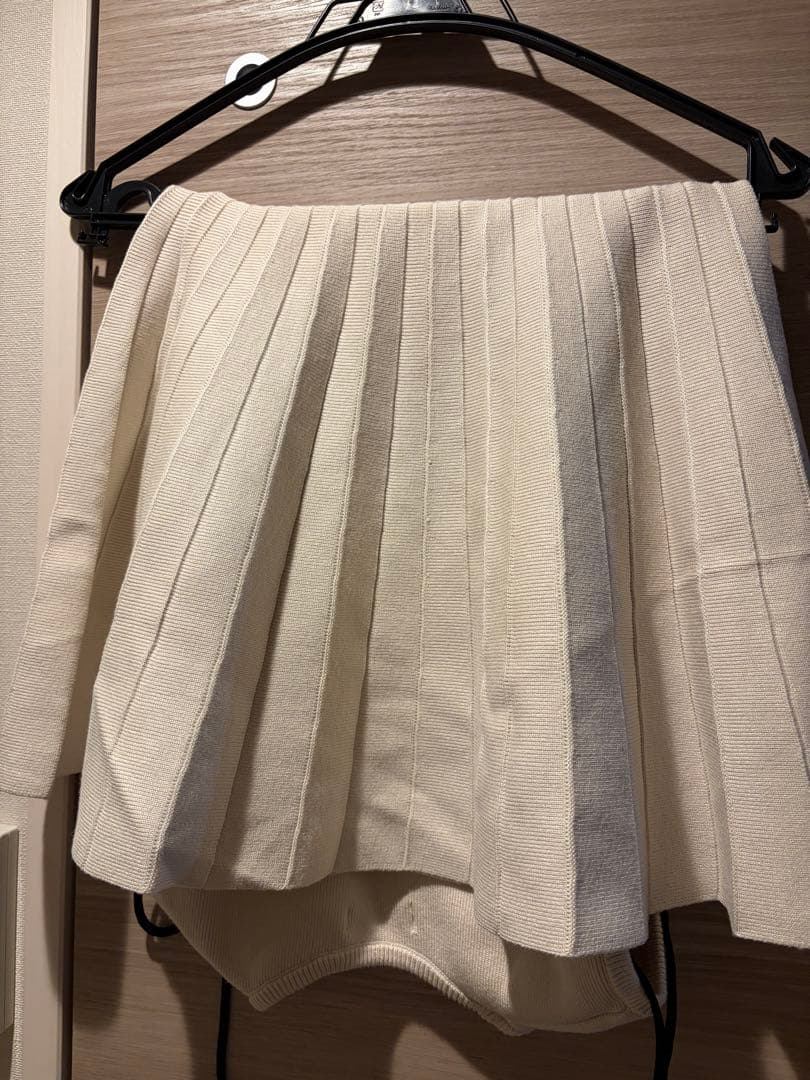 ウエストオープンストリングニットミニワンピース