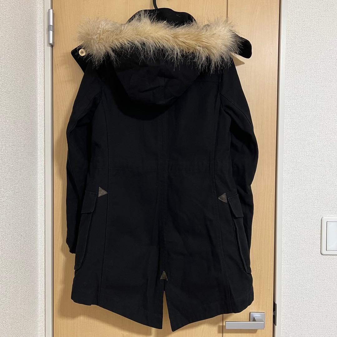 美品 ジューシークチュール ファー付きフード 黒 モッズコート サイズS