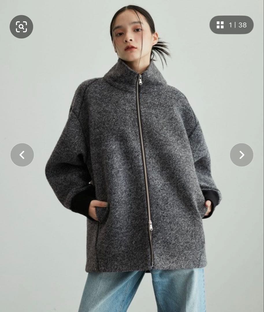 ADAM ET ROPE' ツイードボンディングコーディガン オーバーサイズ