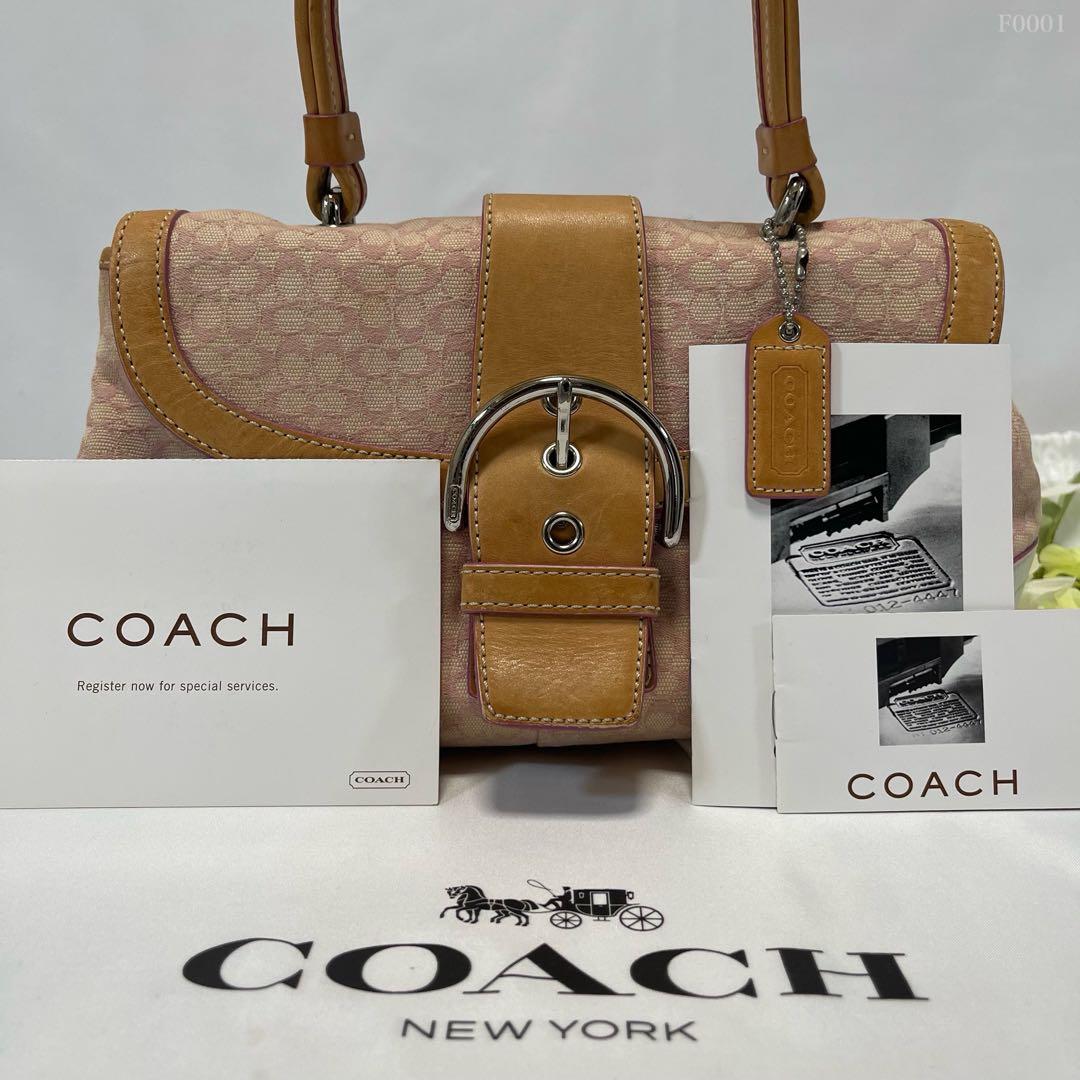 【美品/カード付】コーチ 6349 ソーホー ハンドバッグ レザー シグネチャー