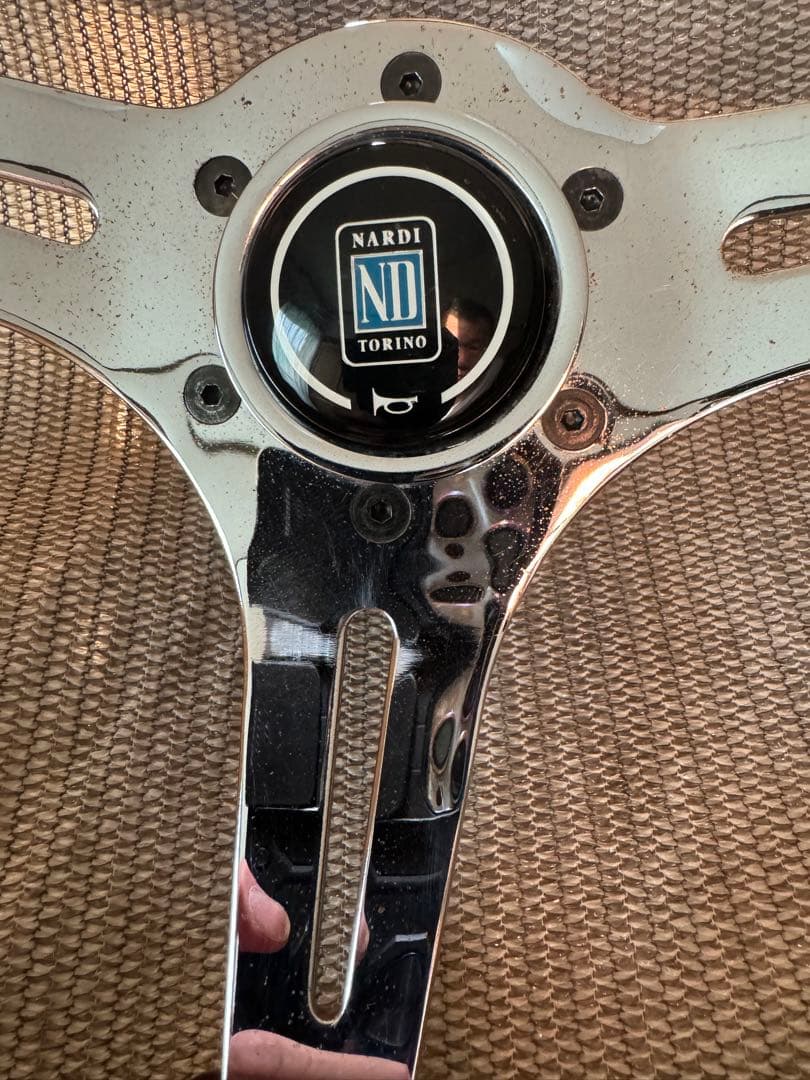 ナルディタイプ　ウッドとメタルの3スポークステアリング330mm 送料無料